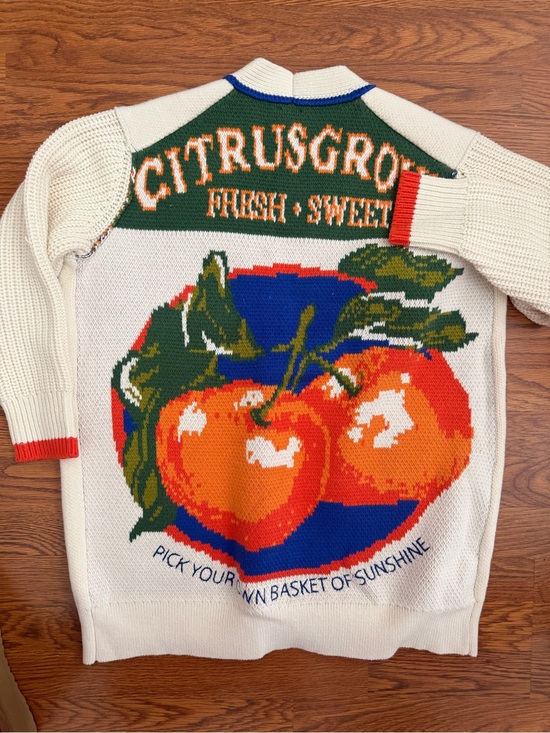 Anthropologie Sweaters - NWT Anthropologie Maeve citrus Grove'Knit Cardigan with Orange Motif